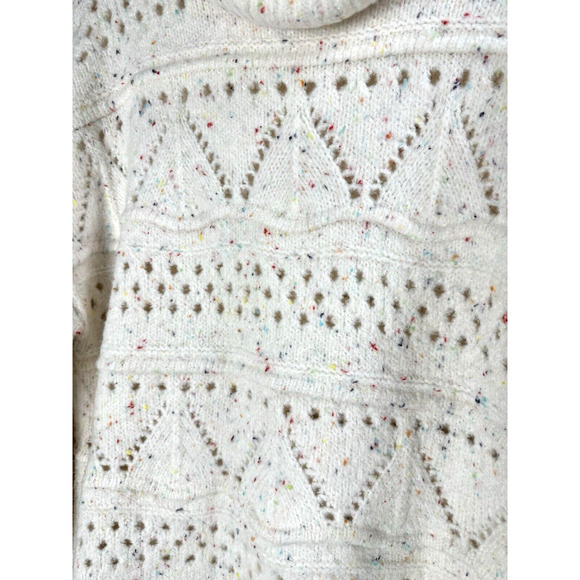 Sundance Rainbow Confetti Funnel Neck Oversized Chunky Open Knit Preppy Sweater - Picture 2 of 7